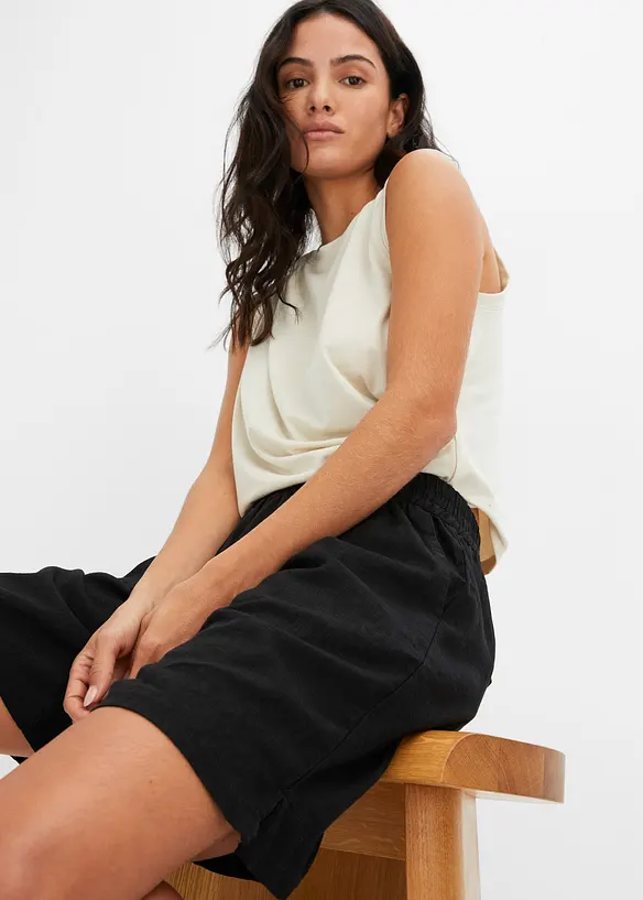 Short en lin mélangé avec taille élastiquée, bonprix