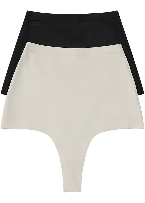 Lot de 2 strings sculptants sans coutures, maintien modéré, bonprix