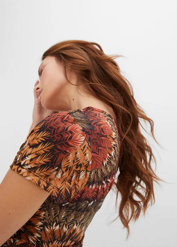 Robe longue en jersey imprim&eacute;, bonprix