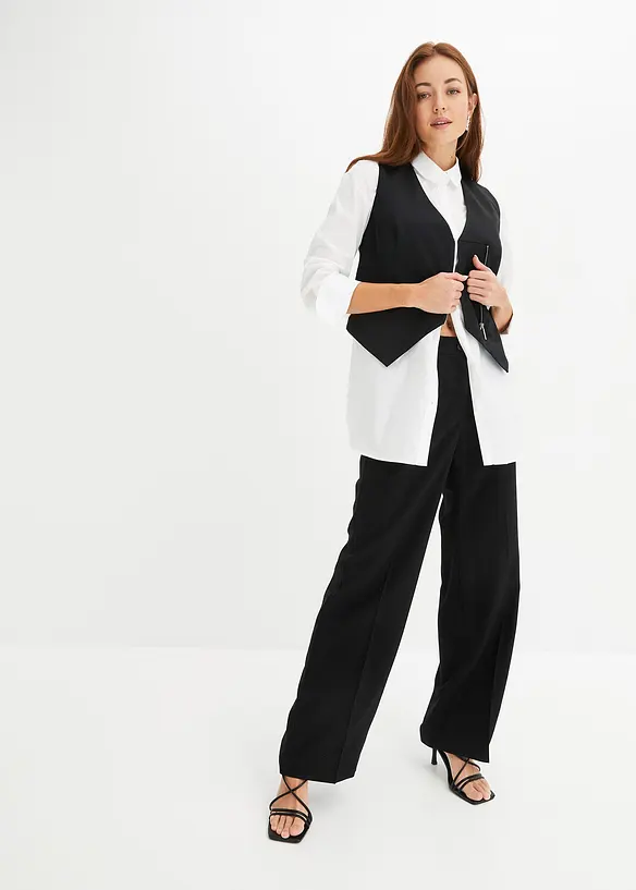 Pantalon large à pinces en viscose majoritaire, bonprix