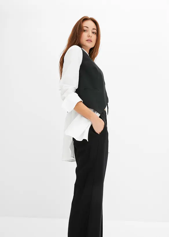 Pantalon large à pinces en viscose majoritaire, bonprix