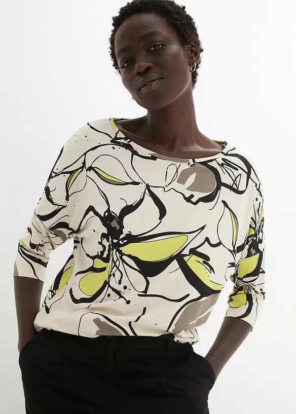 T-shirt à manches chauve-souris et imprimé floral, bonprix