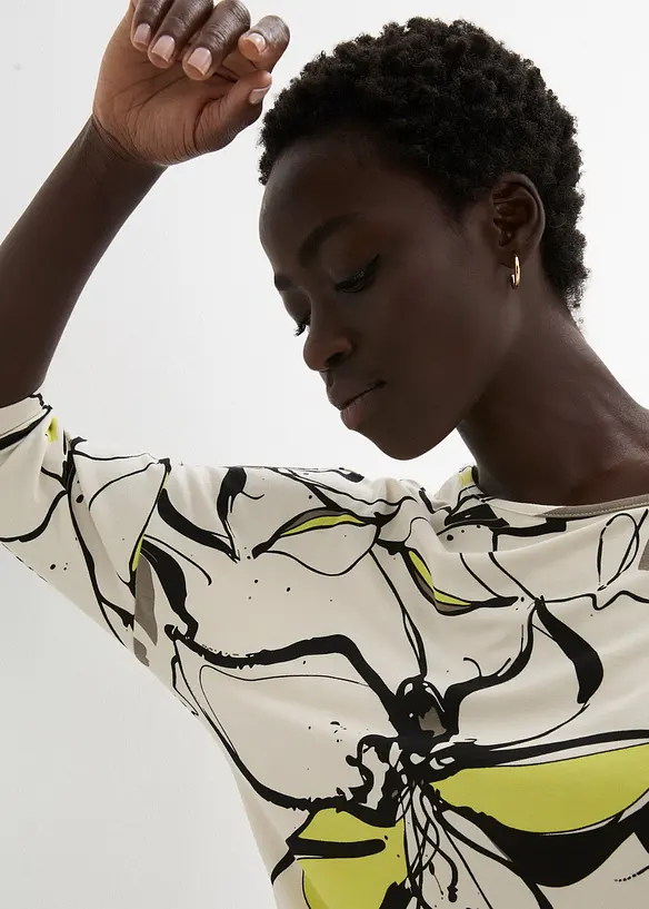 T-shirt à manches chauve-souris et imprimé floral, bonprix