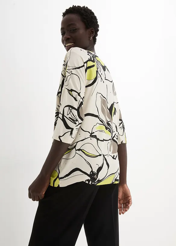 T-shirt à manches chauve-souris et imprimé floral, bonprix