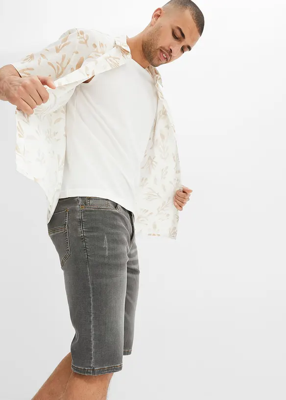 Bermuda confortable en jean et molleton, Regular, bonprix