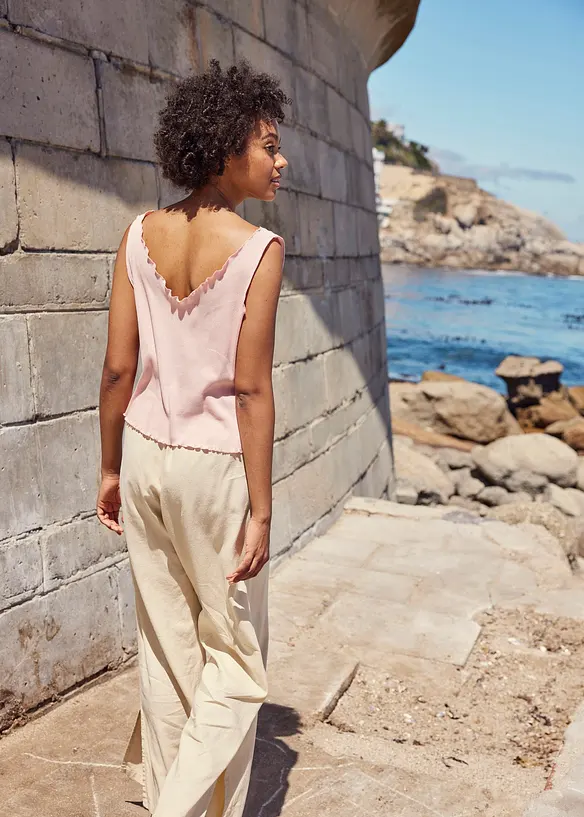 Pantalon large en lin mélangé, bonprix