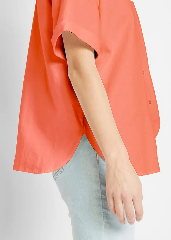 Chemisier manches coudes oversize en lin mélangé, bonprix