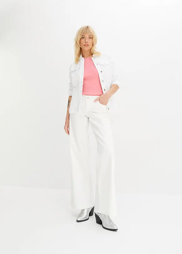 Lot de 2 tops côtelés 100% coton, bonprix