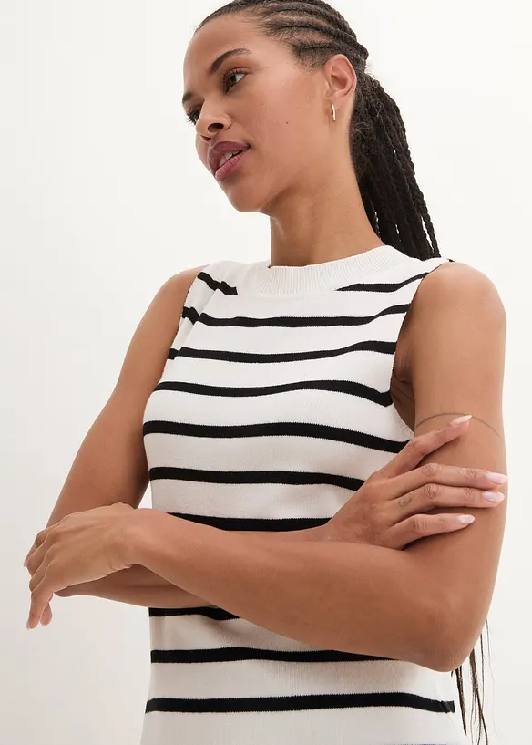 Robe en maille légère, rayée, bonprix