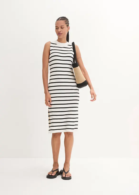 Robe en maille légère, rayée, bonprix