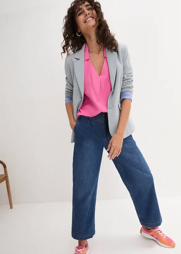 Blouse longue et légère en lin mélangé, bonprix