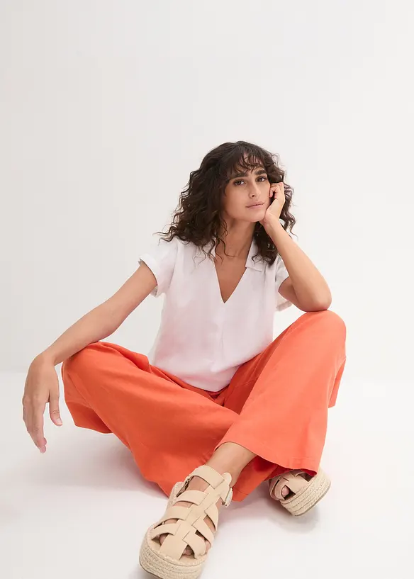 Blouse longue et légère en lin mélangé, bonprix