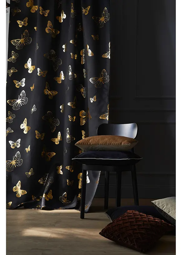 Rideau obscurcissant à imprimé papillons brillant (1 pce), bonprix