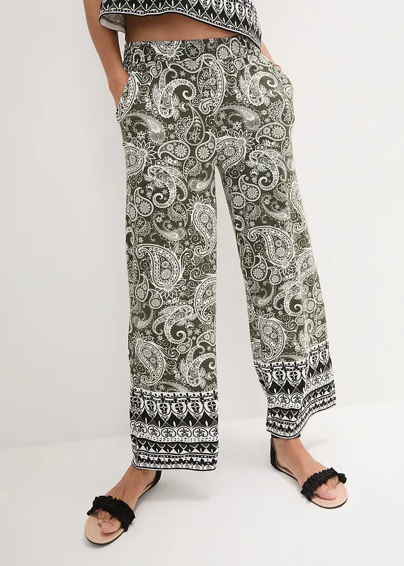 Pantalon palazzo doux en viscose extensible, bonprix