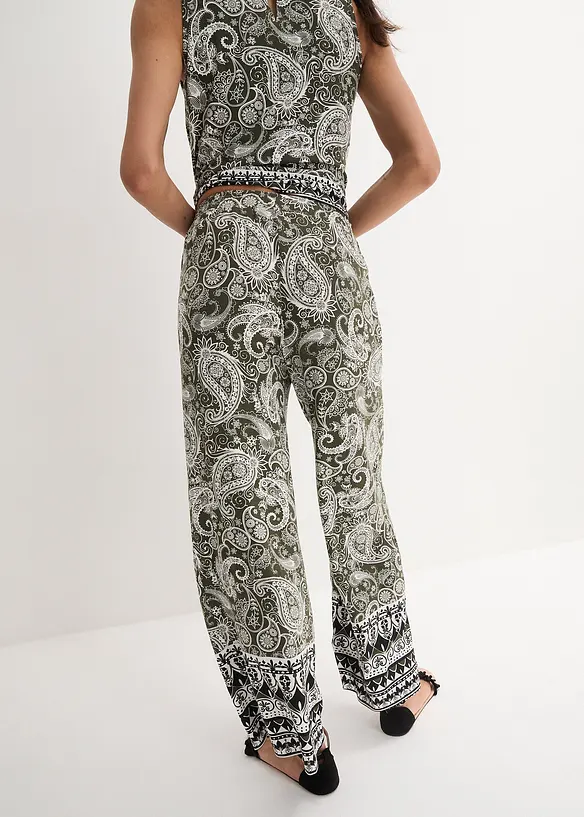 Pantalon palazzo doux en viscose extensible, bonprix