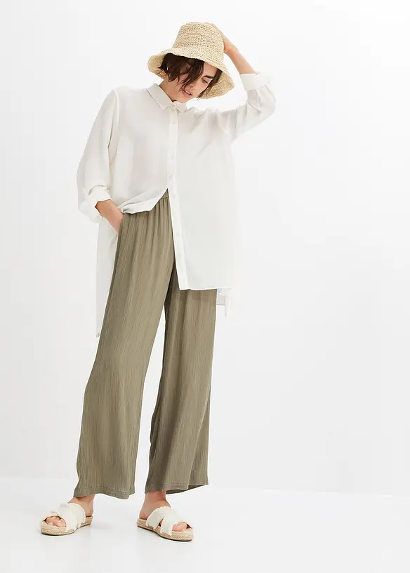 Pantalon palazzo en viscose douce, bonprix