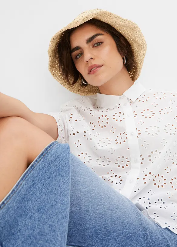 Chemisier à manches courtes, 100% coton, bonprix