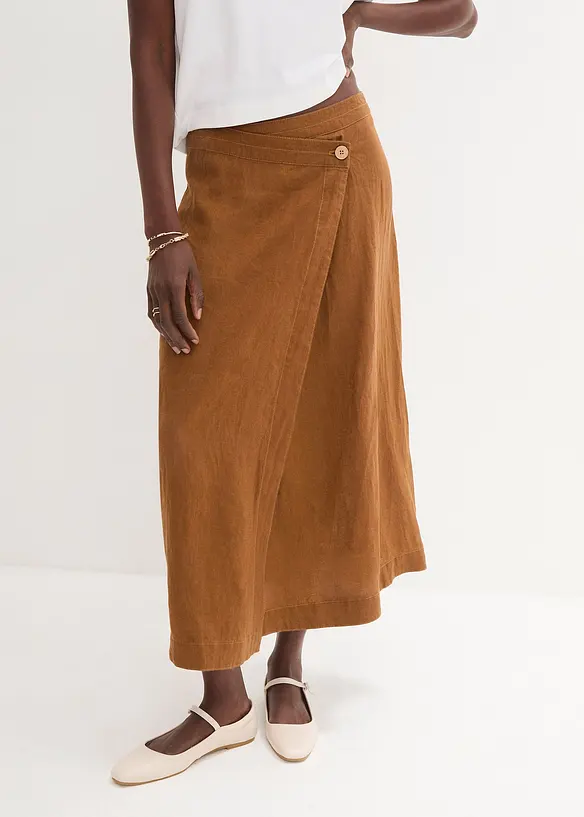 Jupe portefeuille 100&nbsp;% lin, bonprix