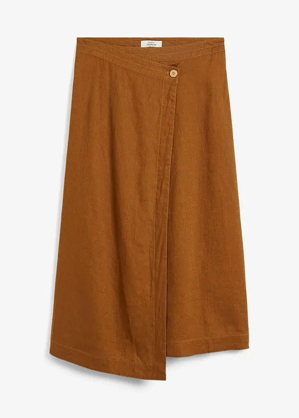 Jupe portefeuille 100&nbsp;% lin, bonprix