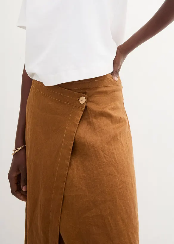 Jupe portefeuille 100&nbsp;% lin, bonprix