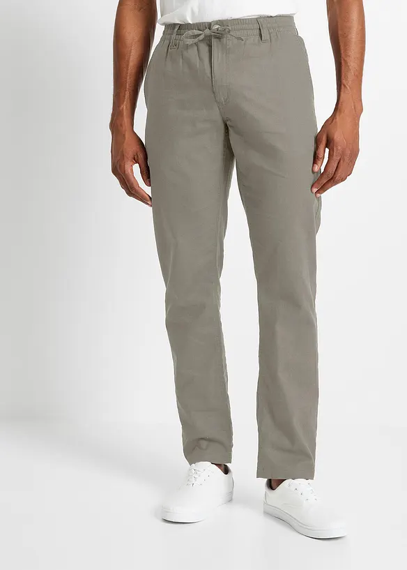 Pantalon chino avec lin, Regular, droit, bonprix