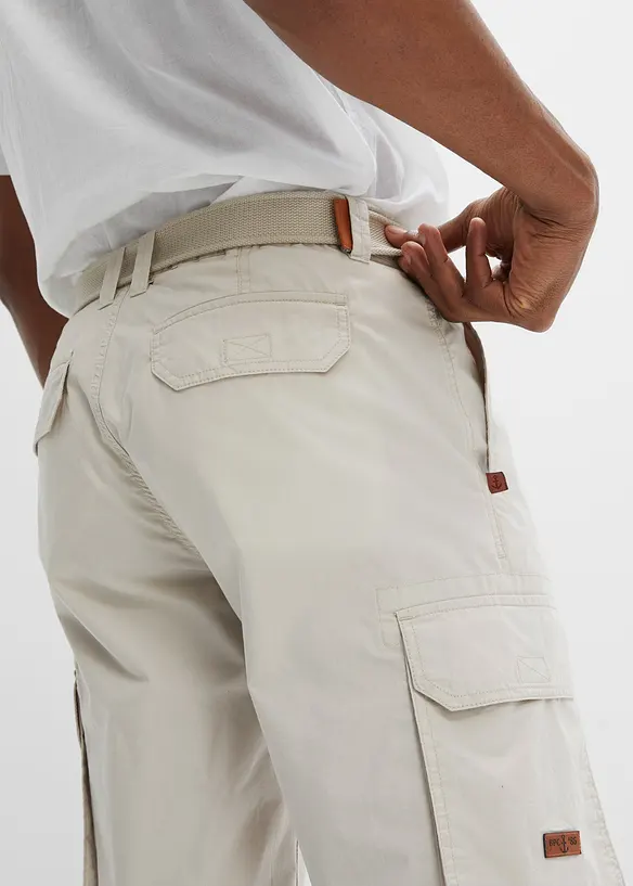 Bermuda cargo avec ceinture et taille &eacute;lastiqu&eacute;e, Regular, bonprix