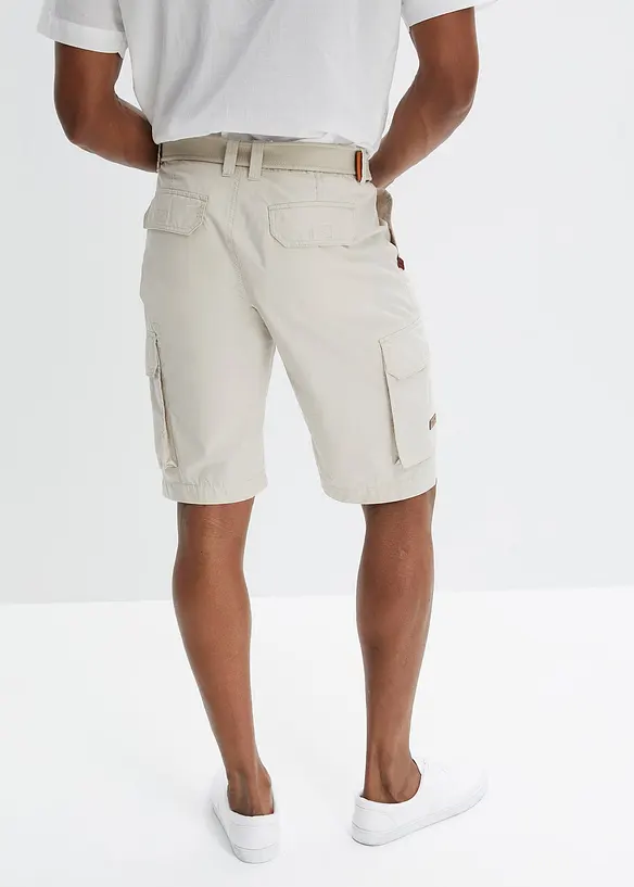 Bermuda cargo avec ceinture et taille &eacute;lastiqu&eacute;e, Regular, bonprix