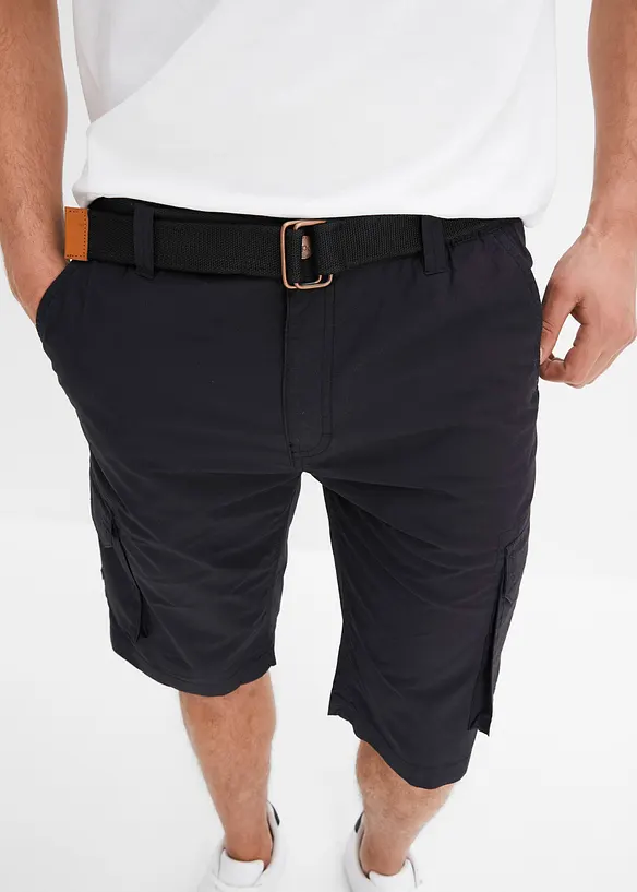 Bermuda cargo avec ceinture et taille élastiquée, Regular, bonprix