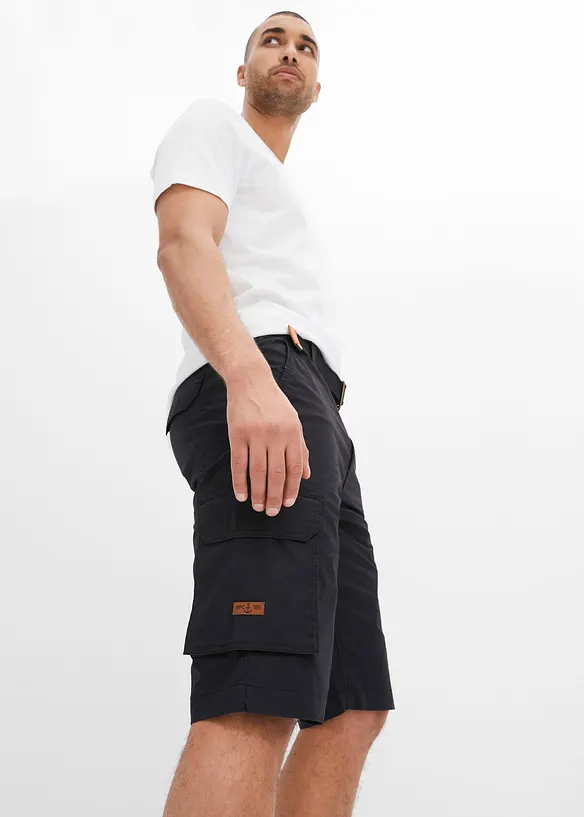 Bermuda cargo avec ceinture et taille élastiquée, Regular, bonprix