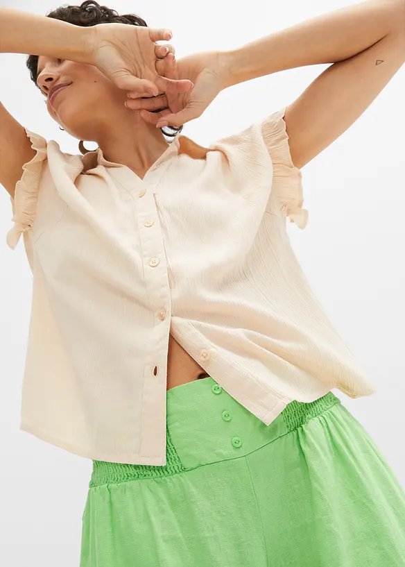 Pantalon large et léger en lin mélangé, bonprix