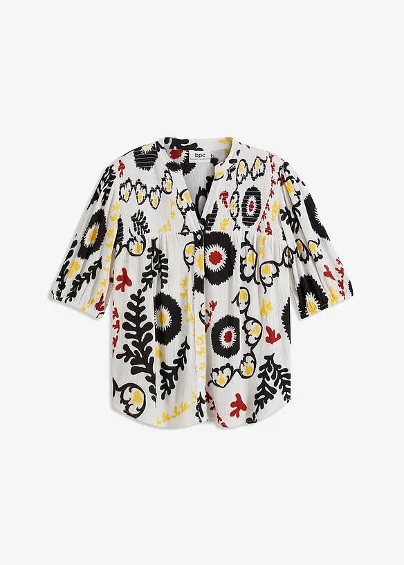 Chemisier manches courtes à détail smocké en viscose fluide, bonprix