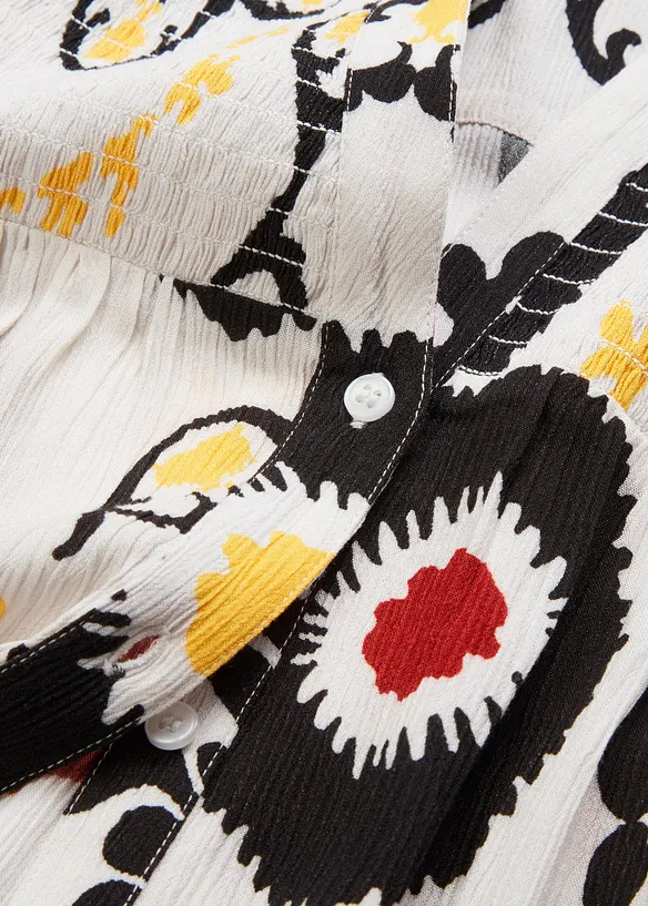 Chemisier manches courtes à détail smocké en viscose fluide, bonprix