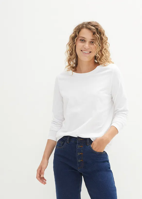 T-shirt manches longues Essential avec col rond, sans couture, bonprix PREMIUM