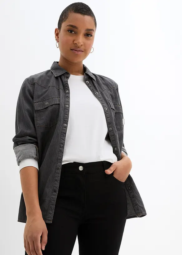 Pantalon slim taille mi-haute élastiquée, bonprix