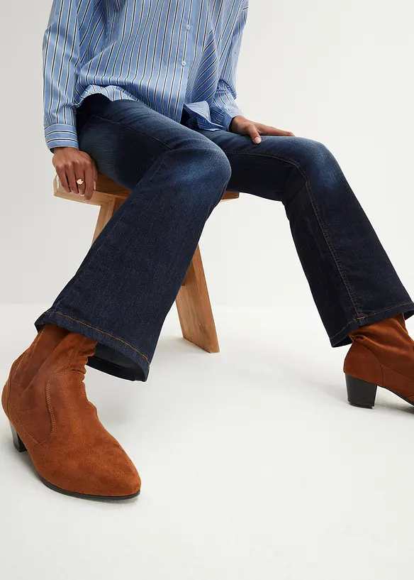 Jean bootcut taille mi-haute, extensible, bonprix