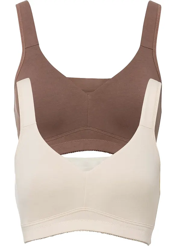 Lot de 2 soutiens-gorge coton moulés sans armatures, bonprix