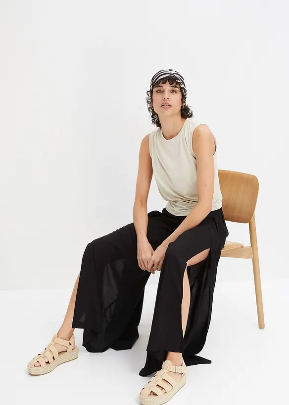 Pantalon avec fente en viscose, bonprix