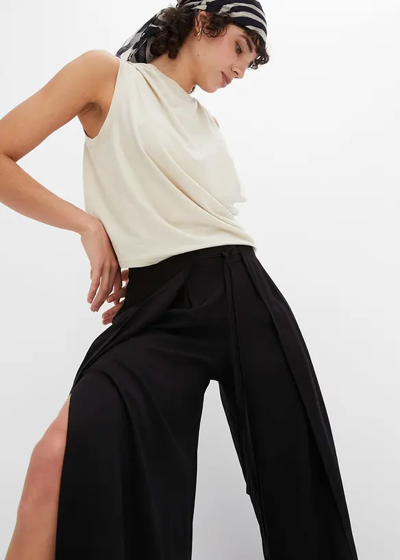 Pantalon avec fente en viscose, bonprix