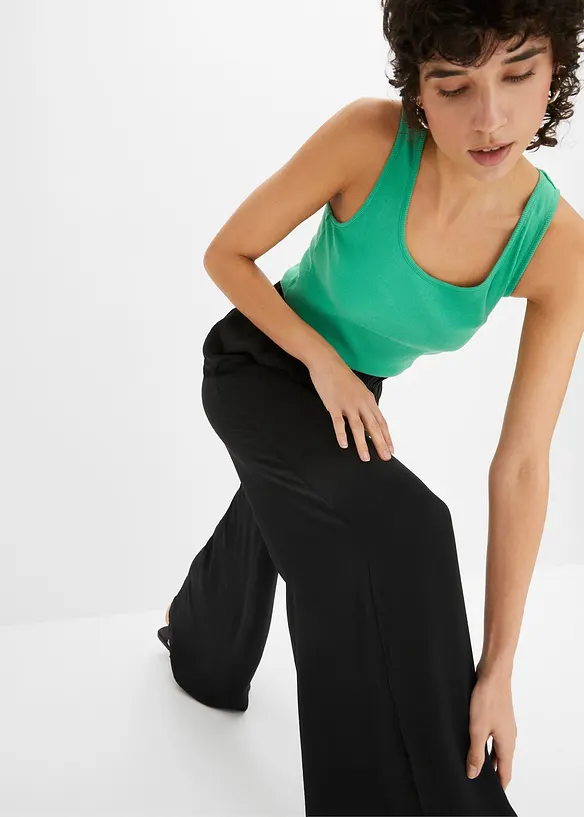 Pantalon palazzo léger et fluide, taille haute et confortable, long, bonprix