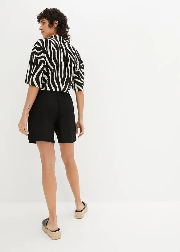 Short en jersey texturé à taille haute élastiquée, bonprix