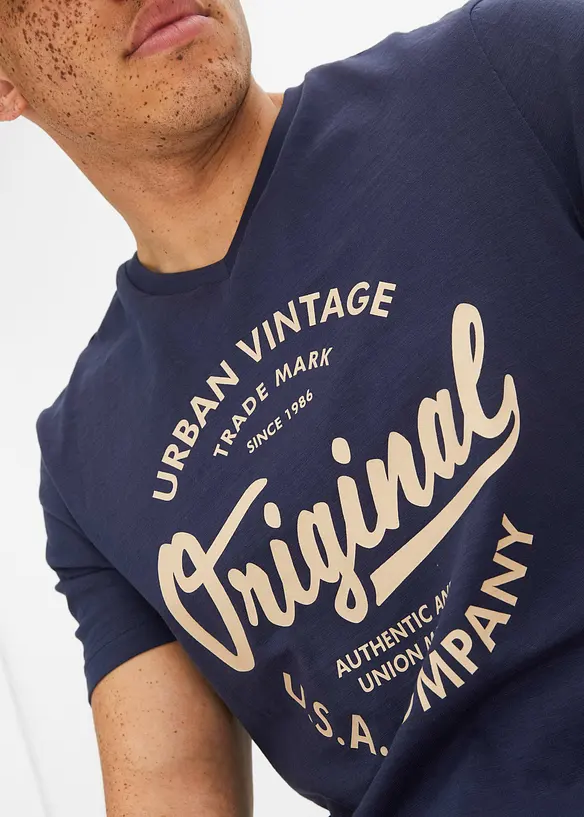 T-shirt col V, 100% coton, bonprix