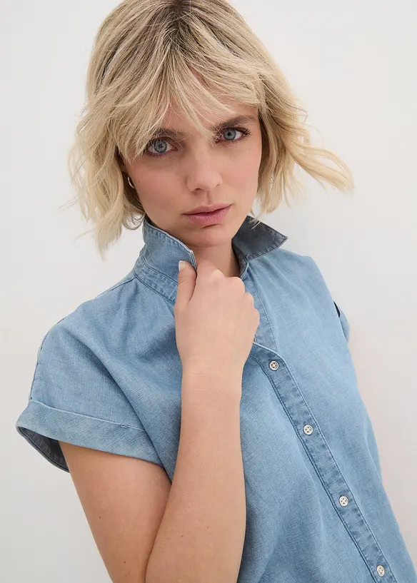 Blouse manches courtes avec lin, bonprix