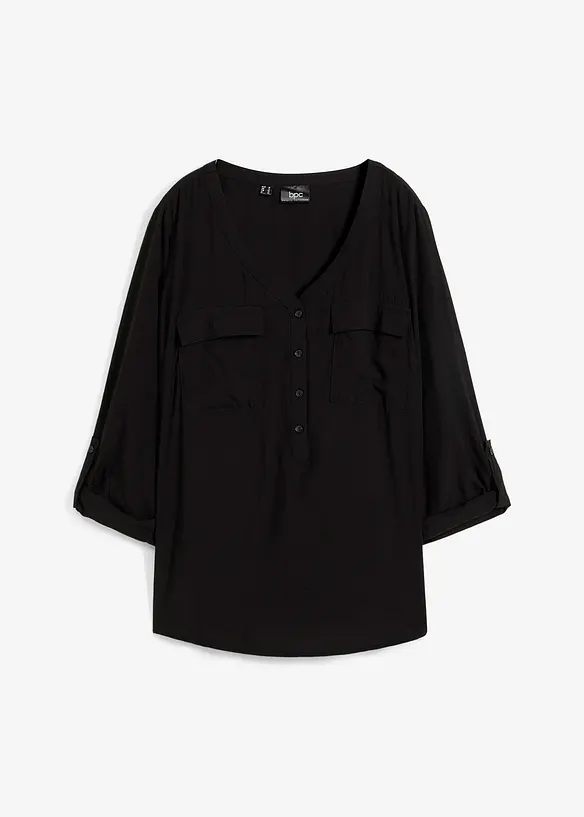 Blouse fluide à col en V et manches longues, bonprix