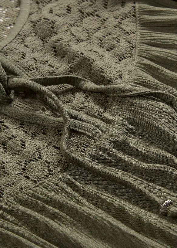 Longue tunique en crépon, manches coude, bonprix