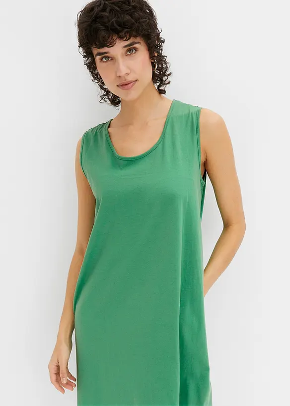 Robe trapèze courte en jersey, sans manches, bonprix