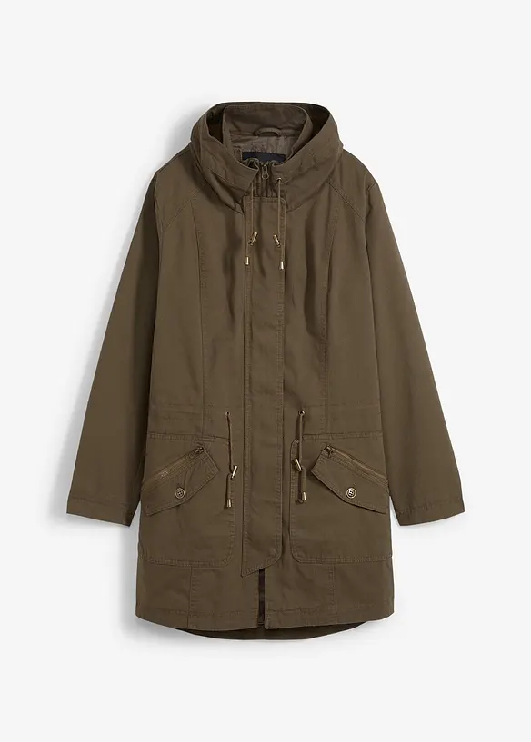 Parka courte en coton à col montant, cintrée, bonprix