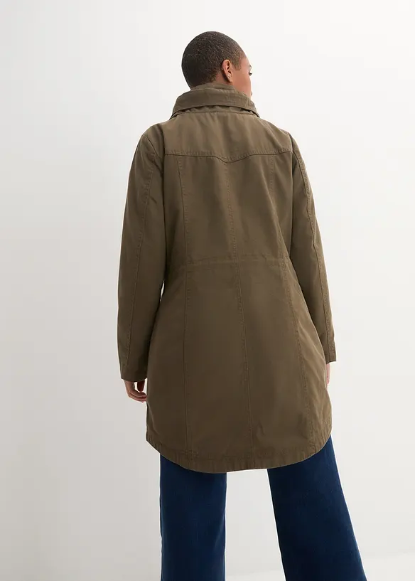 Parka courte en coton à col montant, cintrée, bonprix