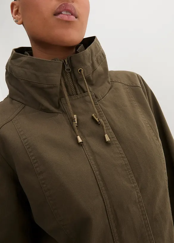 Parka courte en coton à col montant, cintrée, bonprix