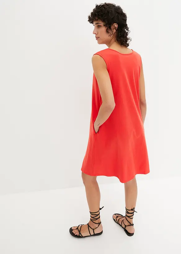 Robe trap&egrave;ze courte en jersey, sans manches, bonprix