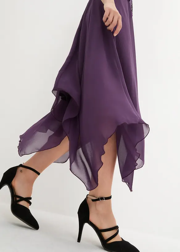 Robe premium en crêpe avec dentelle, bonprix